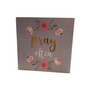 Pray Often Floral Decorative Box Sign With Gold Foil Polka Dot Sides
